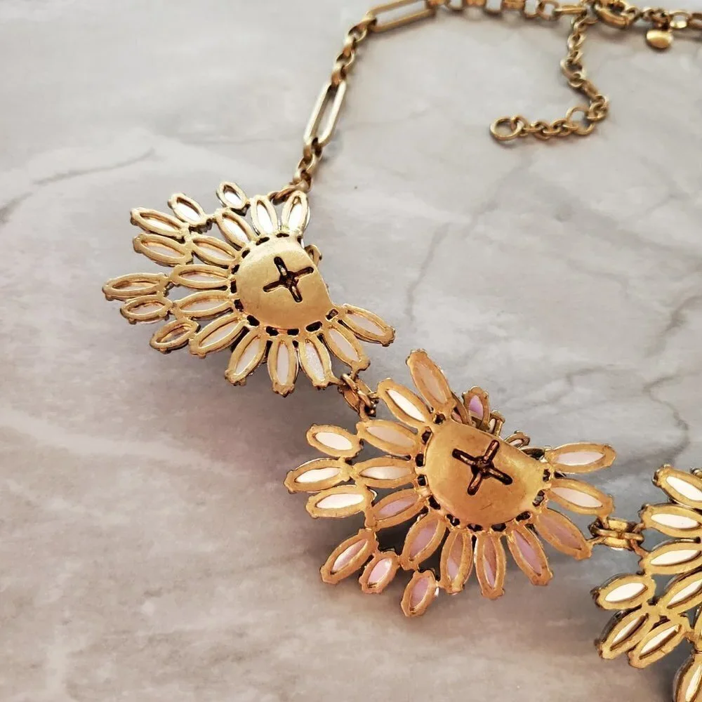 🎄 J.Crew Emerald Stacked Cluster Fan Rhinestone Crystal Statement Necklace 🎄 - Picture 13 of 14